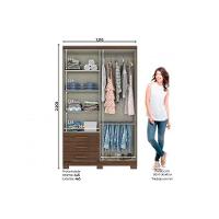 Guarda Roupa 4 Portas 4 Portas E 3 Gavetas C/ Pés Caju Da135 Nature/off White - Henn - 2