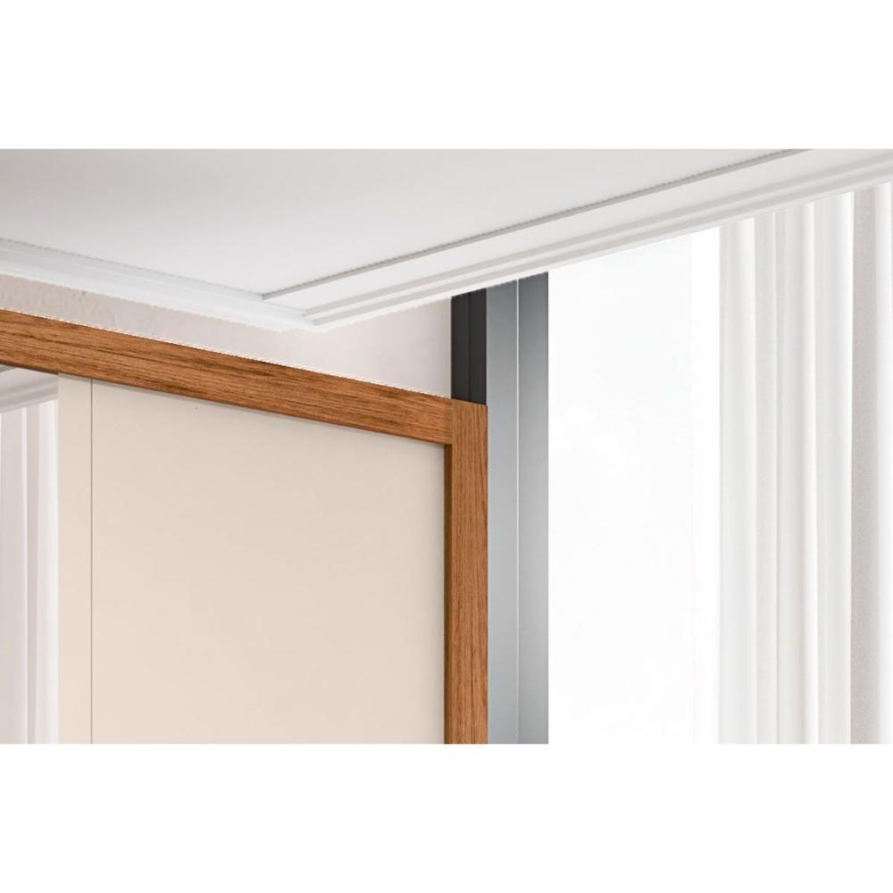 Guarda Roupa 2 Portas De Correr C/ Espelho E 4 Gavetas Praticus Lux Freijo/off White - Caemmun - 6