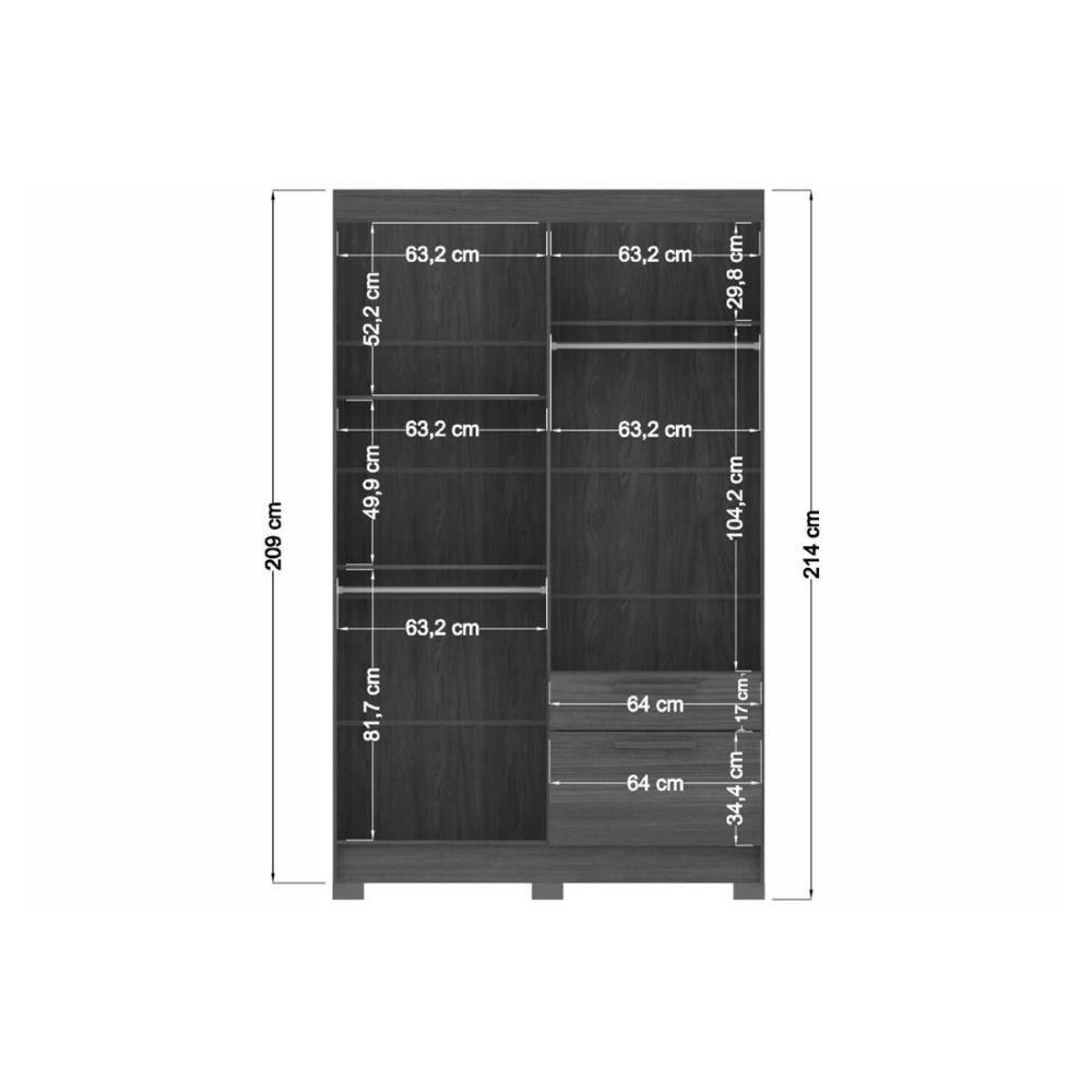 Guarda Roupa Solteiro 4 Portas (2 C/ Espelho) E 2 Gavetas C/ Pés Londrina 4.2 Jatoba/areia - Santos Andirá - 4