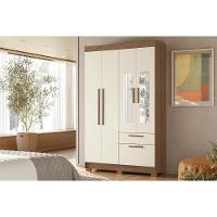 Guarda Roupa Solteiro 4 Portas (2 C/ Espelho) E 2 Gavetas C/ Pés Londrina 4.2 Jatoba/areia - Santos Andirá - 1