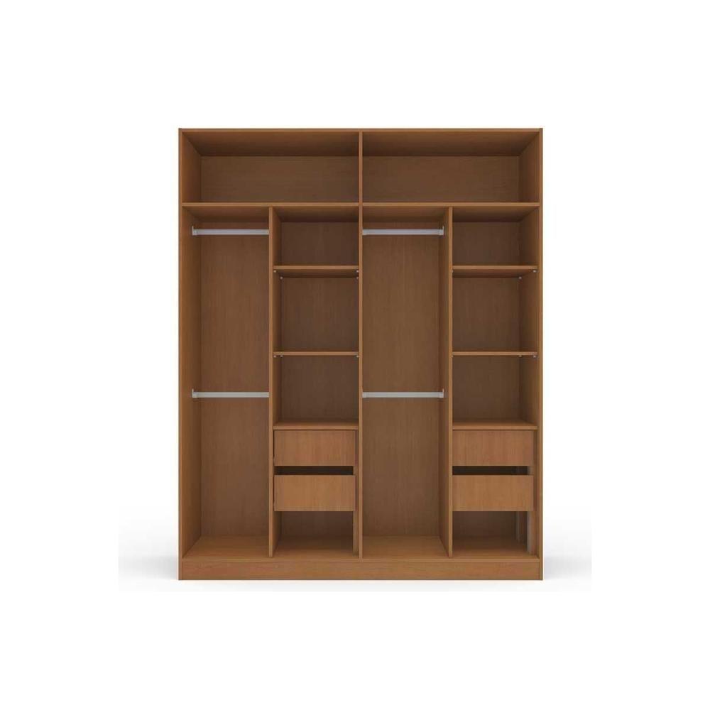 Guarda Roupa Casal 4 Portas E 4 Gavetas Lisboa Branco - Politorno - 3