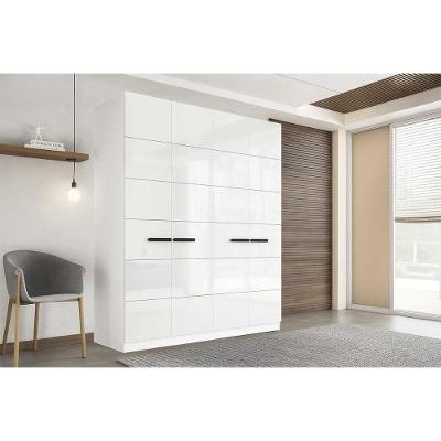 Guarda Roupa Casal Lisboa 4 Portas de Bater 4 Gavetas Branco MDF-MDP Politorno