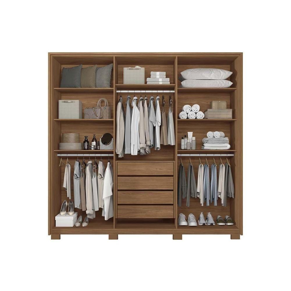 Guarda Roupa Casal 6 Portas (2 C/ Espelho) E 4 Gavetas C/ Pés Coimbra Jatoba/areia - Santos Andirá - 6