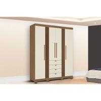 Guarda Roupa Casal 4 Portas E 4 Gavetas C/ Pés Aurora 4.4 Jatoba/areia - Santos Andirá - 1