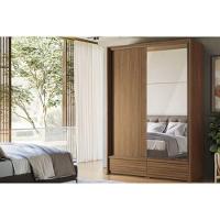 Guarda Roupa Solteiro 2 Portas De Correr E 4 Gavetas C/ Pés Democrata Jatoba Ou Jatoba Areia - Flex - Santos Andirá - 1