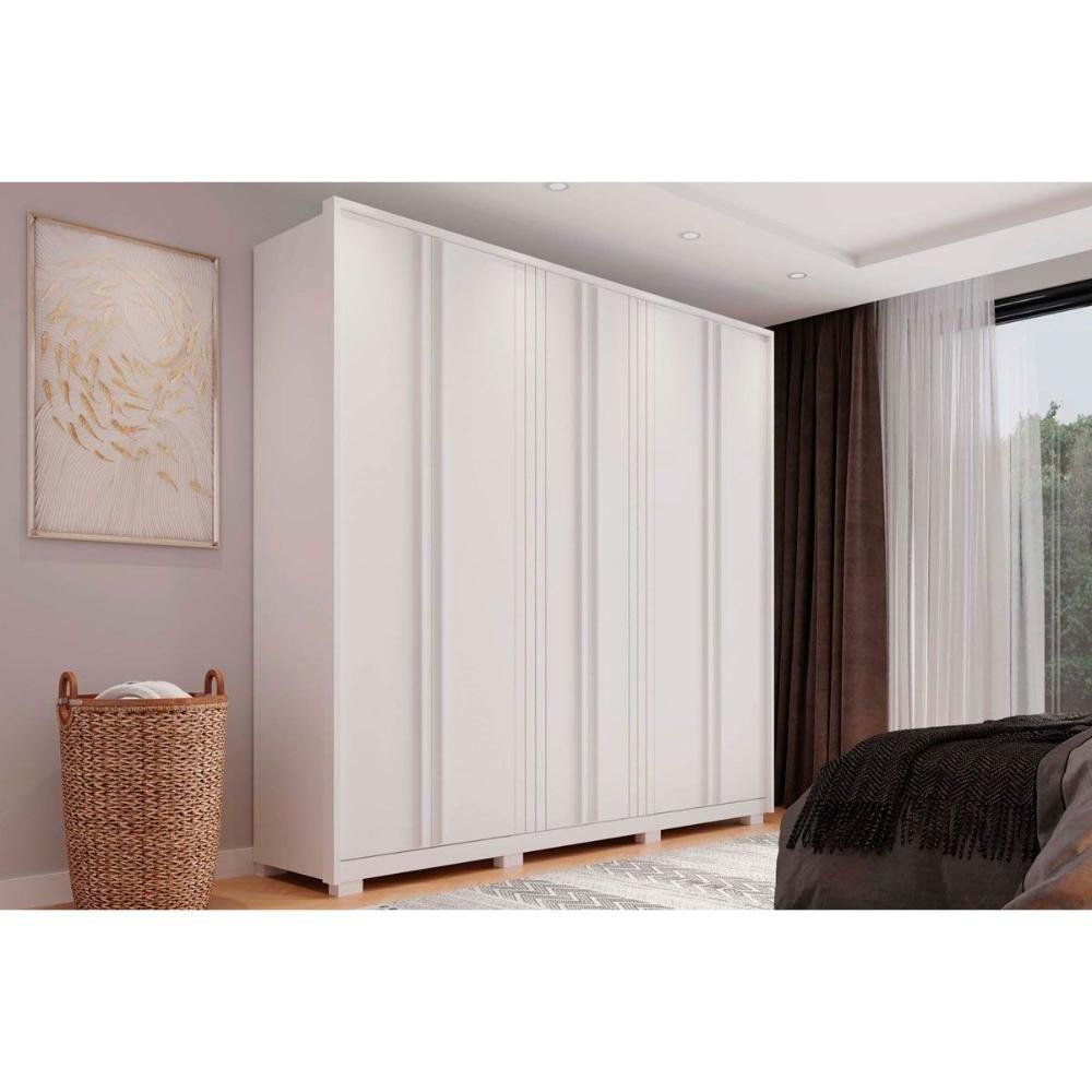 Guarda Roupa Casal 6 Portas E 4 Gavetas Mozart Branco Fosco - Caemmun - 1