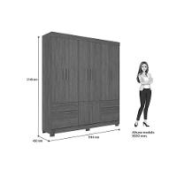 Guarda Roupa Casal 8 Portas E 4 Gavetas C/ Pés Curitiba 8.4 Jatoba/areia - Santos Andirá - 5