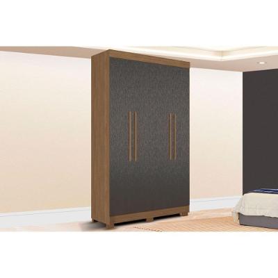 Guarda Roupa Solteiro Sarandi 4 Portas de Bater 2 Gavetas Jatobá-Grafite Santos Andirá