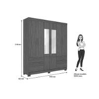 Guarda Roupa Casal 8 Portas (2 C/ Espelho) E 4 Gavetas C/ Pés Curitiba 8.4 Jatoba/areia - Santos Andirá - 5