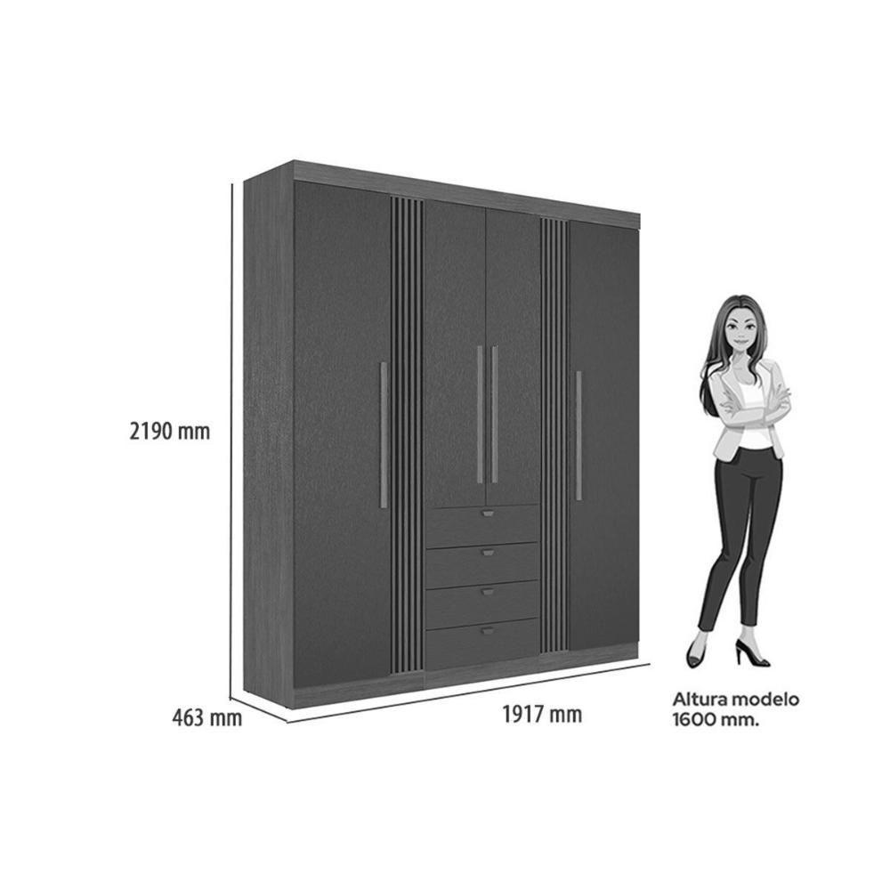 Guarda Roupa Casal 4 Portas E 4 Gavetas Aurora 4.4 Jatoba/areia - Santos Andirá - 2