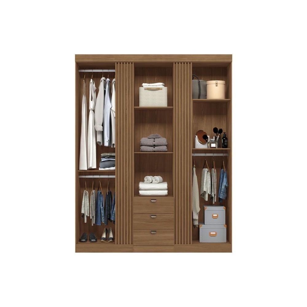 Guarda Roupa Casal 4 Portas E 4 Gavetas Aurora 4.4 Jatoba/areia - Santos Andirá - 3