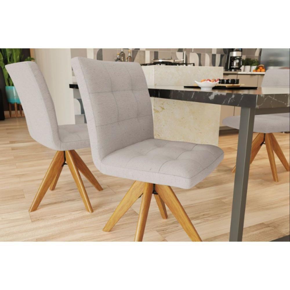 Cadeira Sala De Jantar Nice 1c001ca Premium Madeira Maciça 1 Un Carvalho/boucle Bege Fendi - Kappesberg - 3