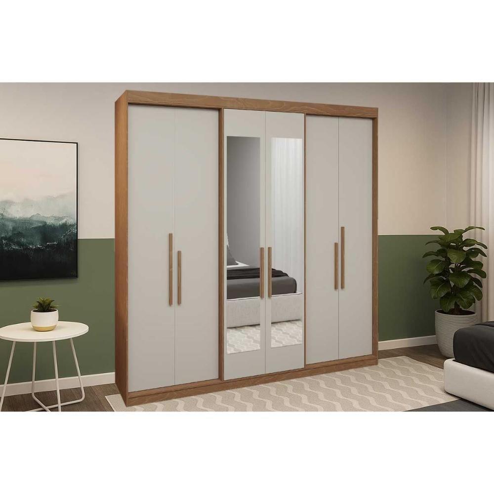 Guarda Roupa Casal 6 Portas (2 C/ Espelho) E 2 Gavetas Ph 1804 Carvalho/off White - Herval - 1