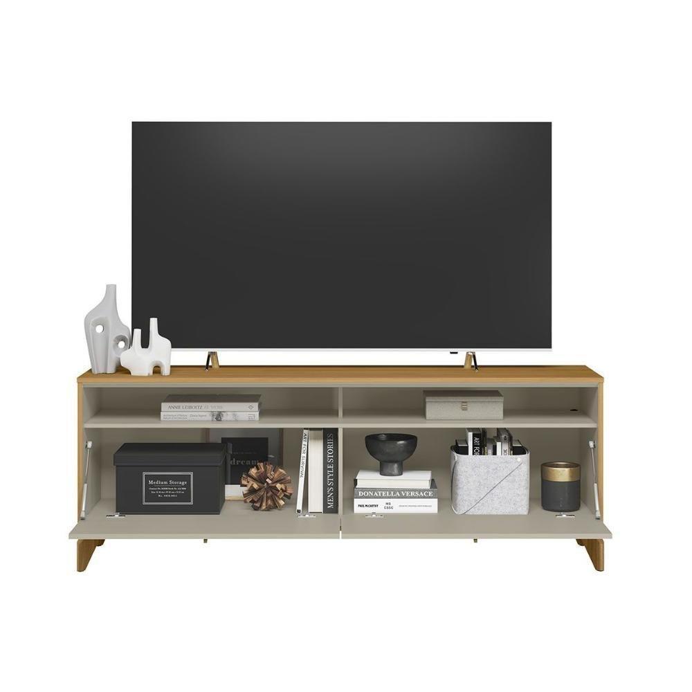 Rack Bancada P/ Tv Até 70 Pol Dubai C/ 2 Portas E 2 Nichos 160cm Tauari/off White Fosco - Linea Brasil - 3