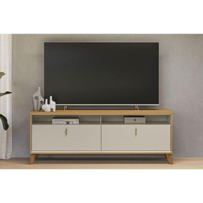 Rack Bancada P/ Tv Até 70 Pol Dubai C/ 2 Portas E 2 Nichos 160cm Tauari/off White Fosco - Linea Brasil