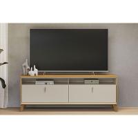 Rack Bancada P/ Tv Até 70 Pol Dubai C/ 2 Portas E 2 Nichos 160cm Tauari/off White Fosco - Linea Brasil - 1