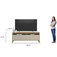 Rack Bancada P/ Tv Até 70 Pol Dubai C/ 2 Portas E 2 Nichos 160cm Tauari/off White Fosco - Linea Brasil - 6