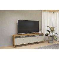Rack Bancada P/ Tv Até 70 Pol Dubai C/ 2 Portas E 2 Nichos 160cm Tauari/off White Fosco - Linea Brasil - 8