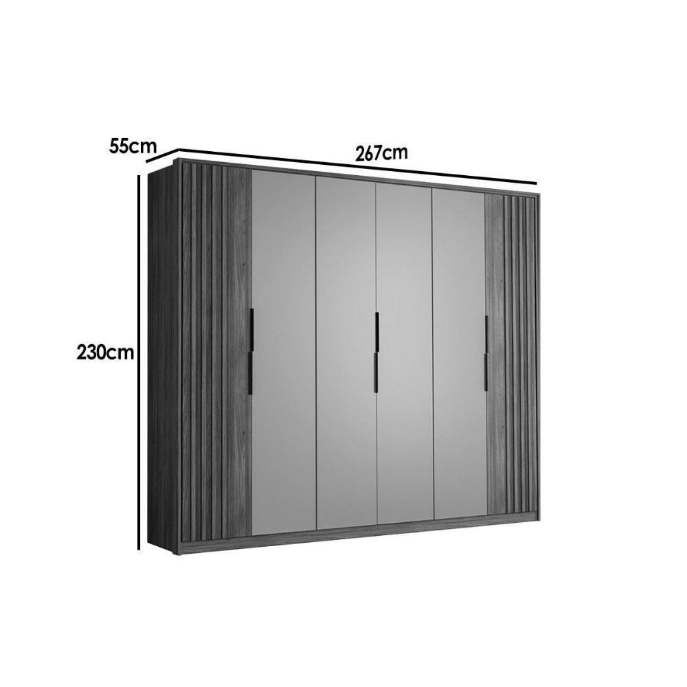 Guarda Roupa Casal 6 Portas (2 C/ Espelho) E 6 Gavetas Atrice Nogueira Touch - Demóbile - 7