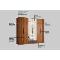 Guarda Roupa Casal 6 Portas (2 C/ Espelho) E 6 Gavetas Atrice Nogueira Touch - Demóbile - 6