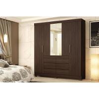 Guarda Roupa Casal 4 Portas (2 C/ Espelho) E 6 Gavetas Cadis Cafe Touch - Demóbile - 1