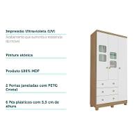 Guarda Roupa 3 Portas C/ (2 Cristal) E 3 Gavetas Uli Branco/amendoa - Peroba - 2