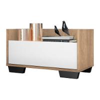 Mesa De Cabeceira 80 Cm Rustic/branco/preto - 1