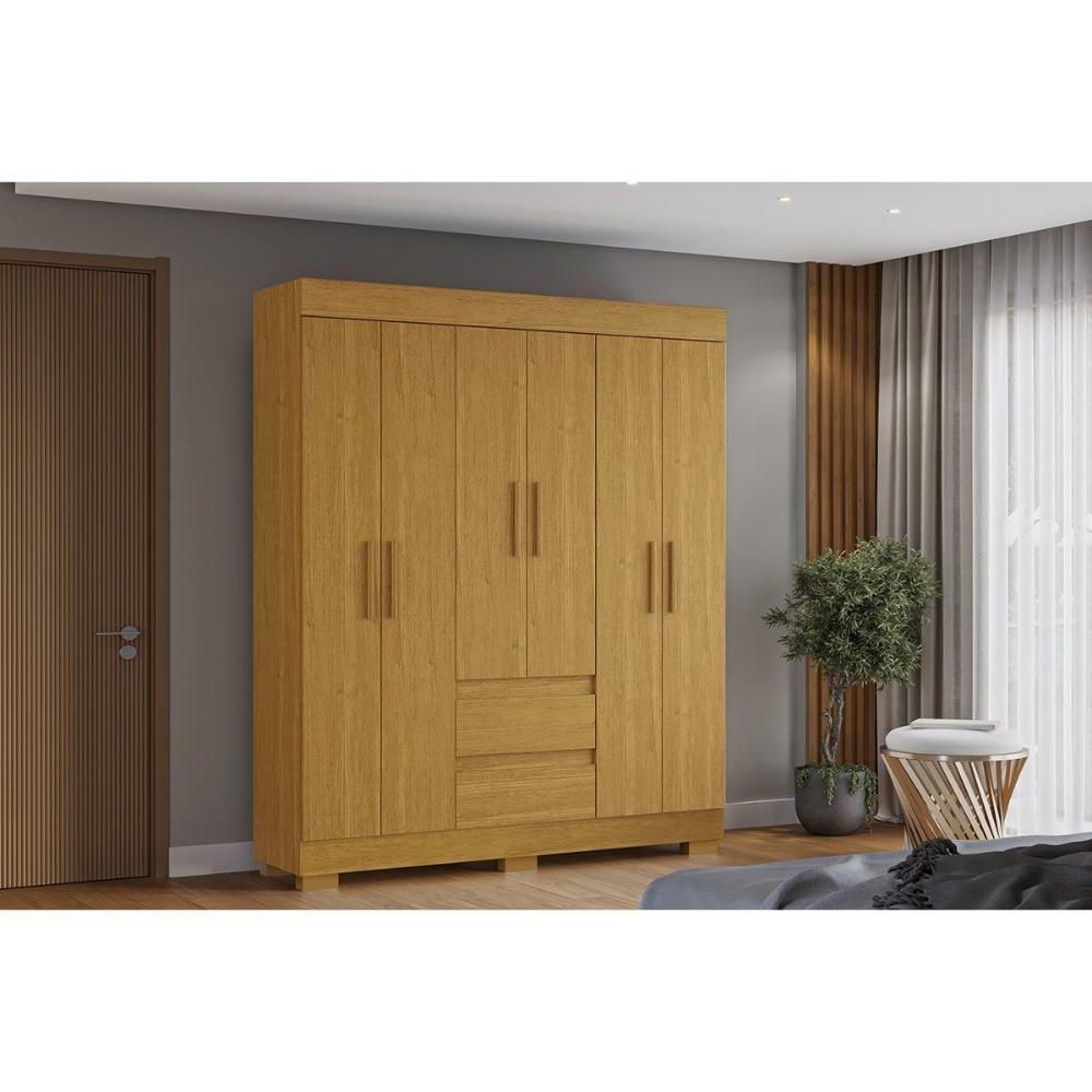 Guarda Roupa Solteiro 6 Portas E 2 Gavetas Maya Cinamomo - Acp - 1