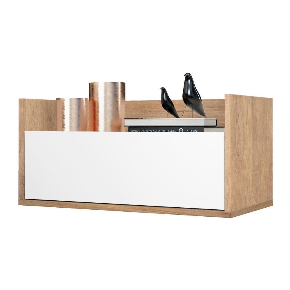 Mesa De Cabeceira 80 Cm Suspensa Rustic/branco - 1