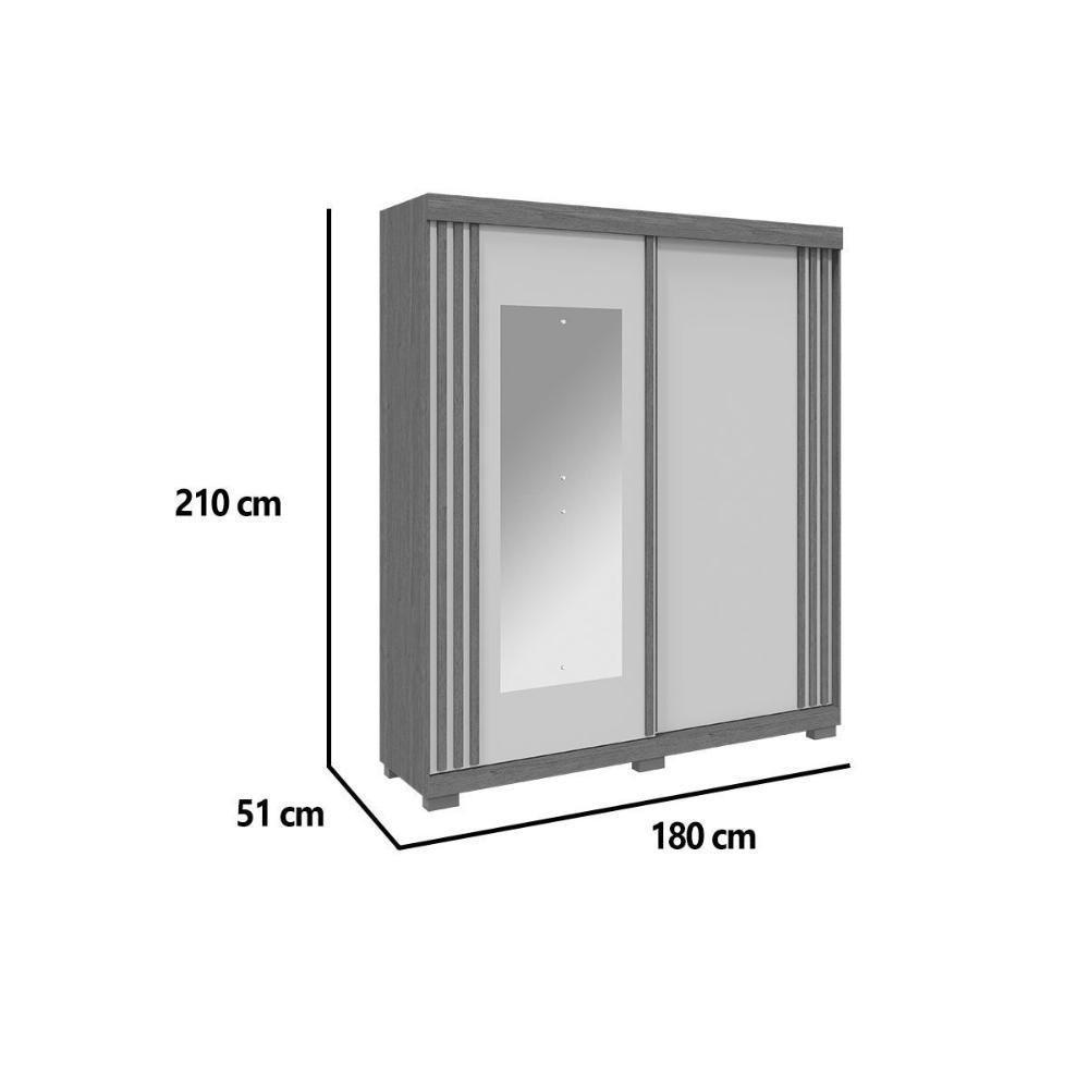Guarda Roupa Solteiro 2 Portas (1 C/ Espelho) E 3 Gavetas Athena Branco - Acp - 2