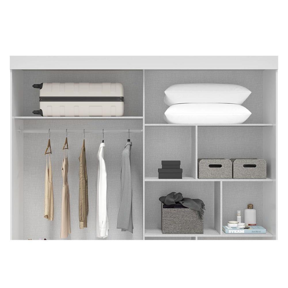Guarda Roupa Solteiro 2 Portas (1 C/ Espelho) E 3 Gavetas Athena Branco - Acp - 7