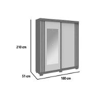 Guarda Roupa Solteiro 2 Portas (1 C/ Espelho) E 3 Gavetas Athena Branco - Acp - 2