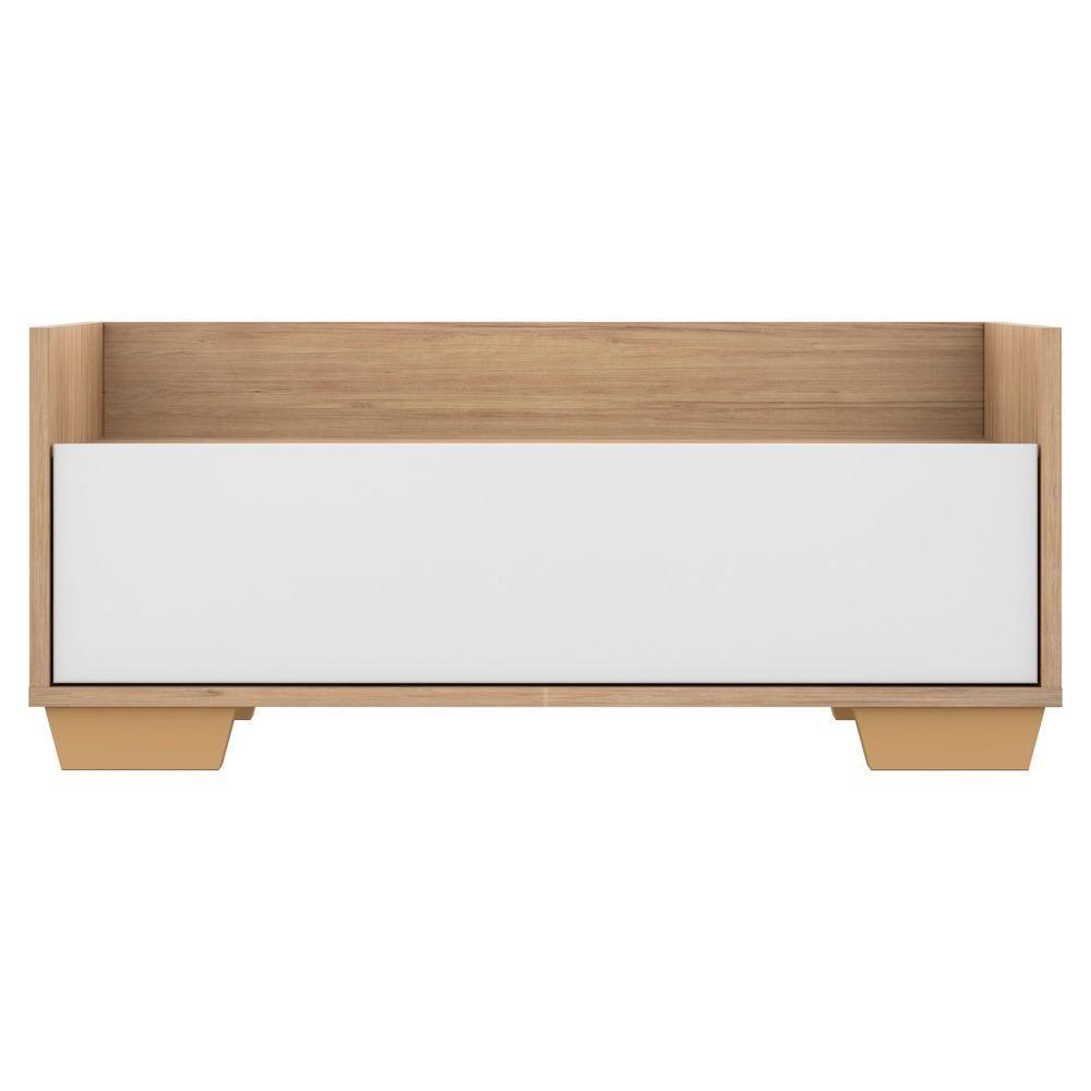 Mesa De Cabeceira 80 Cm Rustic/branco/natural - 3