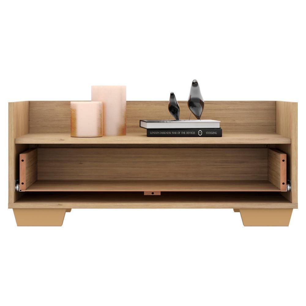 Mesa De Cabeceira 80 Cm Rustic/branco/natural - 5