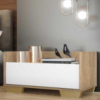 Mesa De Cabeceira 80 Cm Rustic/branco/natural - 8