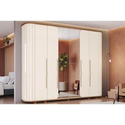 Guarda Roupa Casal 6 Portas de Bater 6 Gavetas Off White-nature MDF Henn