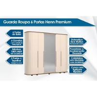 Guarda Roupa 6 Portas (2 C/ Espelho) E 6 Gavetas C/ Pés Premium Off White/nature - Henn - 2