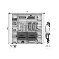 Guarda Roupa 6 Portas (2 C/ Espelho) E 6 Gavetas C/ Pés Premium Off White/nature - Henn - 3