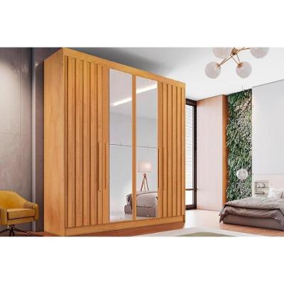 Guarda Roupa Solteiro Potente Peroba 4 Portas de Bater 3 Gavetas MDF Europa