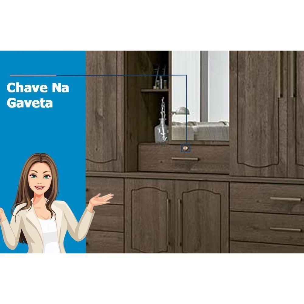 Guarda Roupa Casal 13 Portas E 7 Gavetas C/ 1 Espelho Londres Capelinha Jatoba/areia - Santos Andirá - 5