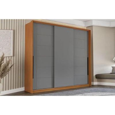 Guarda Roupa 3 Portas De Correr E 4 Gavetas Lisboa Freijo/cinza - Politorno