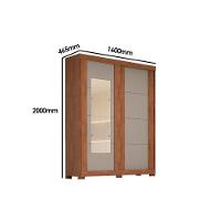 Guarda Roupas 2 Portas De Correr E 2 Gavetas C/ Espelho Helena Flex Nature/nature Ou Off White - Acp - 2