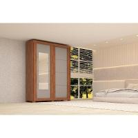 Guarda Roupas 2 Portas De Correr E 2 Gavetas C/ Espelho Helena Flex Nature/nature Ou Off White - Acp - 8