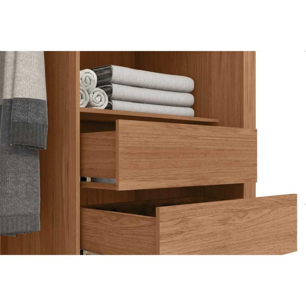 Guarda Roupa Casal 2 Portas De Correr (1 Ripada) E 4 Gavetas Moviment 2.4 Flex Freijo/off White Ou Sued - Caemmun - 8