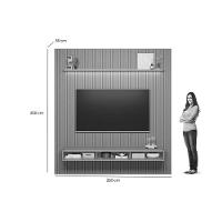 Home P/ Tv Até 90 Pol Modular 2.6 Ripado C/ 2 Portas 1 Prat. 258x250cm Tauari/gris Fosco - Linea Brasil - 3