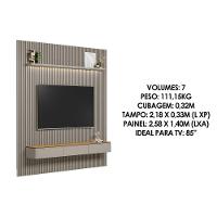 Home P/ Tv Até 90 Pol Modular 2.6 Ripado C/ 2 Portas 1 Prat. 258x250cm Tauari/gris Fosco - Linea Brasil