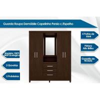 Guarda Roupa Solteiro 4 Portas E 3 Gavetas C/ 1 Espelho Capelinha Persia Cafe Touch - Demóbile - 2