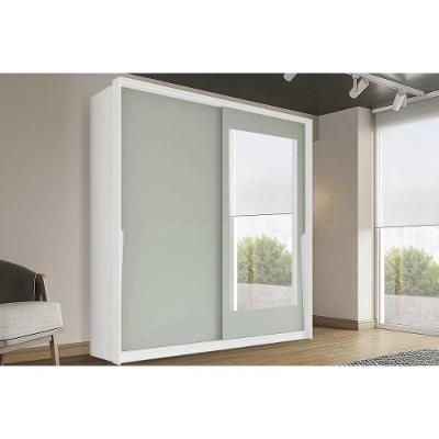 Guarda Roupa 2 Portas De Correr (1 C/ Espelho) E 2 Gavetas Porto Branco/verde - Politorno