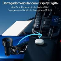 Cabo Carregador Veicular 3 Em 1 Starlink Mini – Adaptador Usb-c Pd + Qc 3.0 Com Display Digital - Cabo De 3 Metros - 6