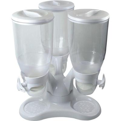 Dispenser De Cereais Triplo Giratório Com 3 Potes Porta Mantimentos E Grãos De Mesa